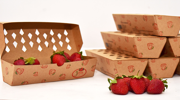Jagpg草莓包裝設(shè)計(jì)，利于通風(fēng)的菱形棋盤格鏤空孔洞盒型設(shè)計(jì)