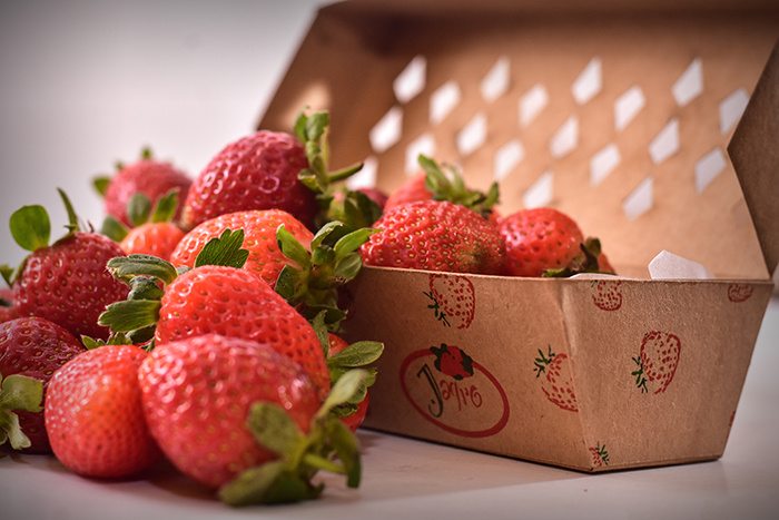 Jagpg草莓包裝設(shè)計(jì)，利于通風(fēng)的菱形棋盤格鏤空孔洞盒型設(shè)計(jì)