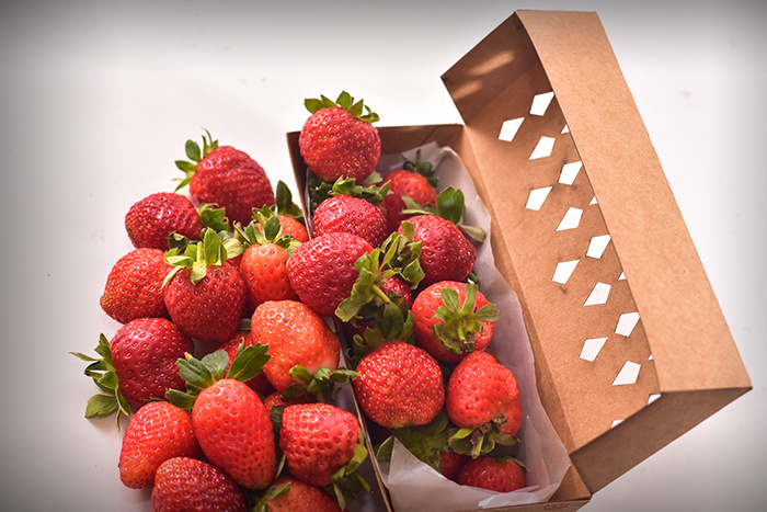 Jagpg草莓包裝設(shè)計(jì)，利于通風(fēng)的菱形棋盤格鏤空孔洞盒型設(shè)計(jì)