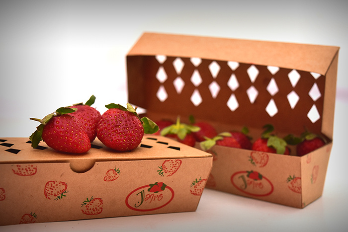 Jagpg草莓包裝設(shè)計(jì)，利于通風(fēng)的菱形棋盤格鏤空孔洞盒型設(shè)計(jì)