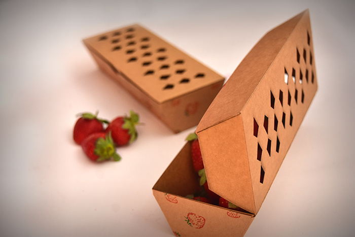 Jagpg草莓包裝設(shè)計(jì)，利于通風(fēng)的菱形棋盤格鏤空孔洞盒型設(shè)計(jì)