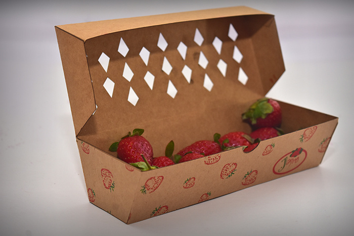 Jagpg草莓包裝設(shè)計(jì)，利于通風(fēng)的菱形棋盤格鏤空孔洞盒型設(shè)計(jì)