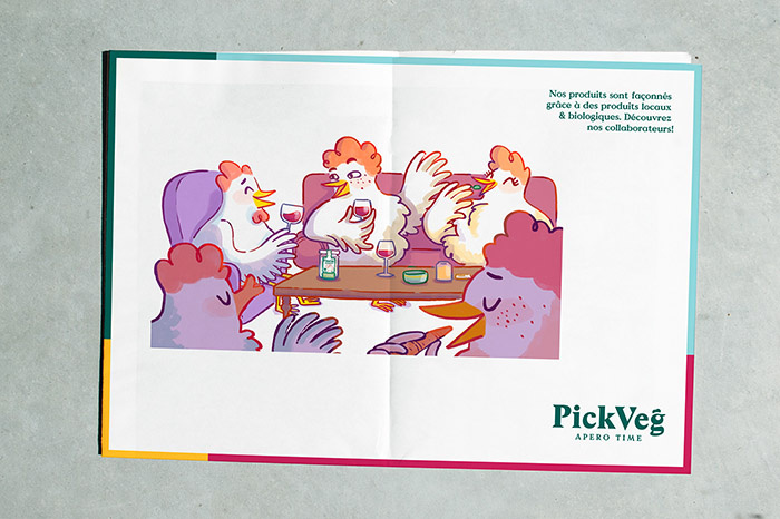 PickVeg 開胃咸菜休閑食品品牌，減輕生活壓力的小雞嘻哈插畫風(fēng)格