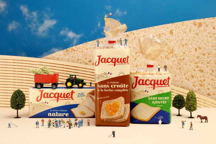 法國Jacquet袋裝面包包裝設(shè)計，展示面粉來自法國農(nóng)民
