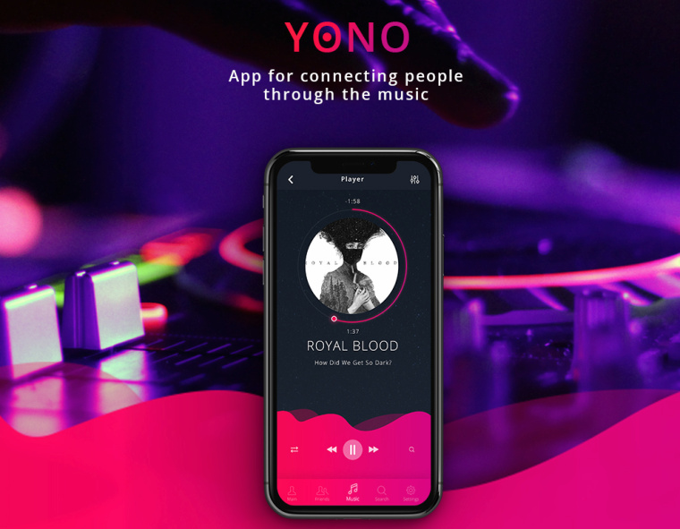 YONO.MP3音樂app程序界面UI設(shè)計，充滿了動感、時尚與酷的味道