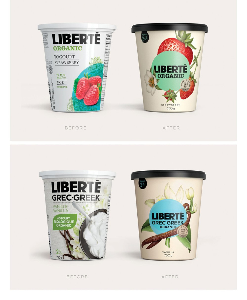 加拿大有機(jī)酸奶Liberté品牌包裝設(shè)計，來自植物學(xué)書籍插圖