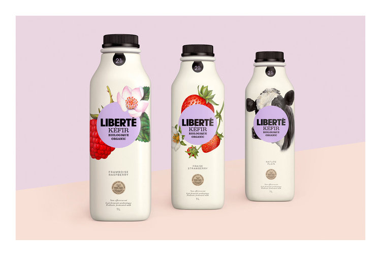 加拿大有機(jī)酸奶Liberté品牌包裝設(shè)計，來自植物學(xué)書籍插圖