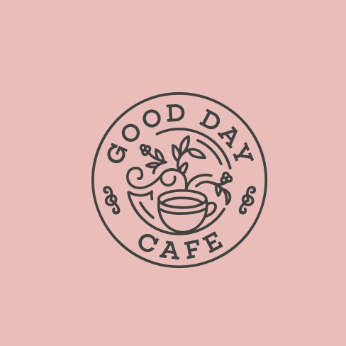 經(jīng)典的女性化和漂亮的粉紅色標(biāo)志設(shè)計-Good Day Cafe 咖啡標(biāo)志設(shè)計