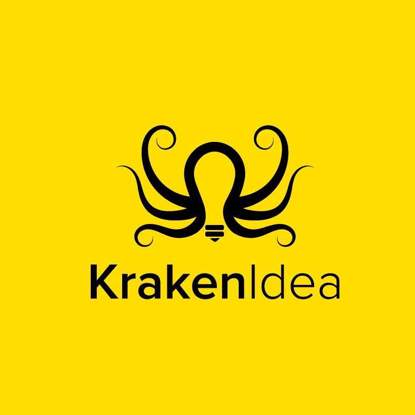 科技和電力黃色標(biāo)志-KrakenIdea標(biāo)志logo設(shè)計(jì)