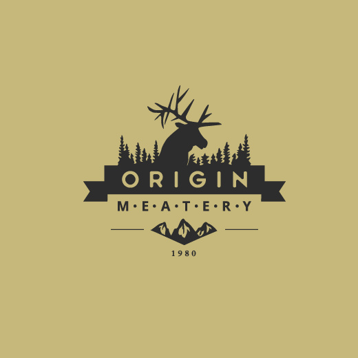 經(jīng)典或質(zhì)樸的黃色標(biāo)志-Origin Meatery logo設(shè)計(jì)