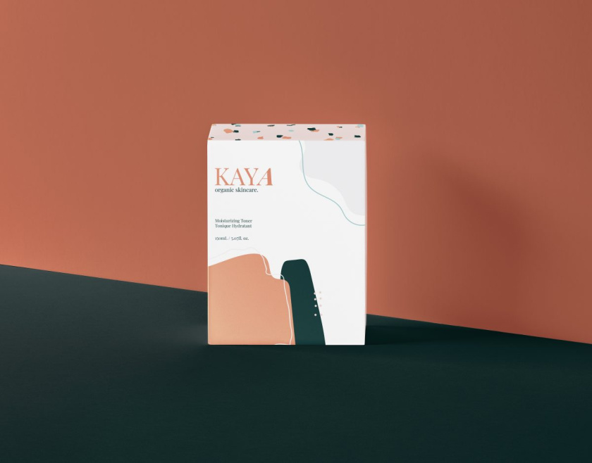 Kaya 有機護膚品包裝設(shè)計，很藝術(shù)的水磨石圖案