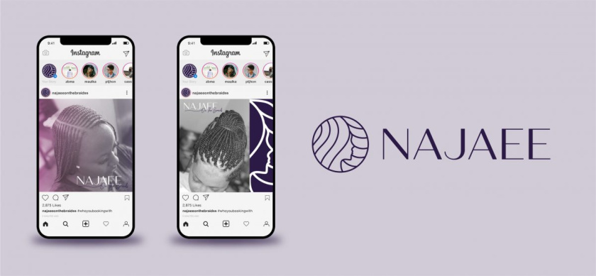 Najaee 紡織編織專家品牌形象設計與女人頭像logo設計