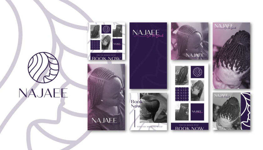 Najaee 紡織編織專家品牌形象設計與女人頭像logo設計