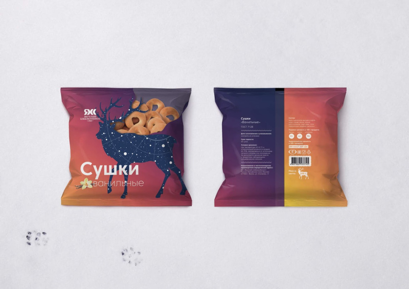 Yakut 袋裝面包烘培產(chǎn)品包裝設(shè)計(jì)，動(dòng)物星空北極光圖形