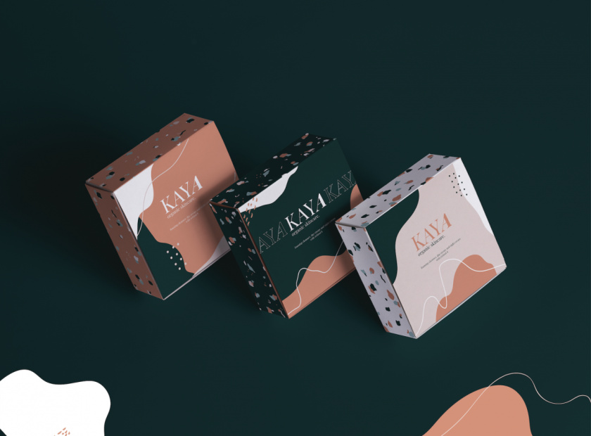 Kaya 有機護膚品包裝設(shè)計，很藝術(shù)的水磨石圖案