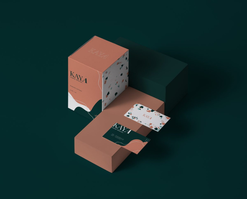 Kaya 有機護膚品包裝設(shè)計，很藝術(shù)的水磨石圖案