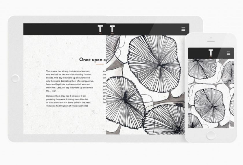 Tiosk茶飲餐飲品牌形象設計，水墨線條畫風格