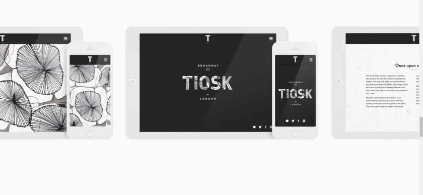 Tiosk茶飲餐飲品牌形象設計，水墨線條畫風格
