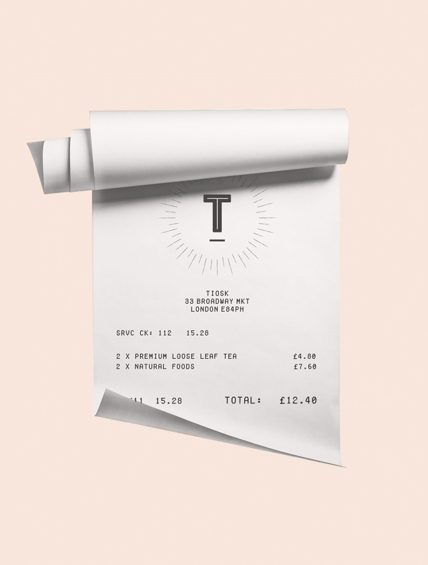 Tiosk茶飲餐飲品牌形象設計，水墨線條畫風格