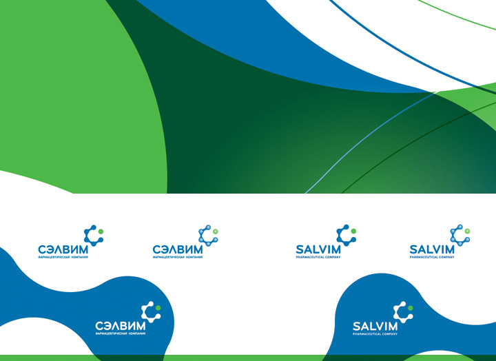 醫(yī)藥品牌設計：Salvim制藥公司企業(yè)logo設計vi設計，基因分子鍵元素+字母C