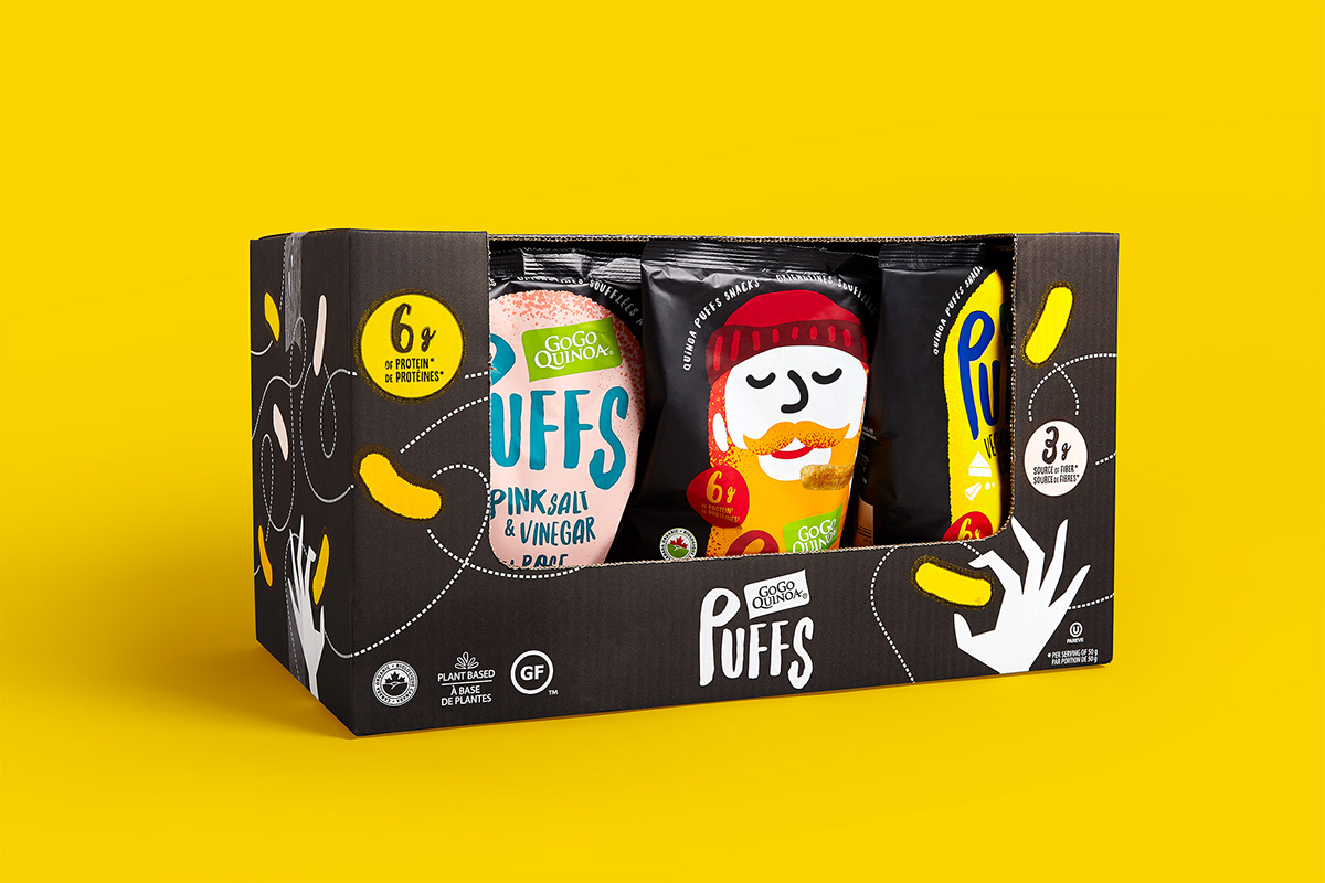 Puffs 休閑小零食包裝設(shè)計(jì)，夸張有趣的插畫