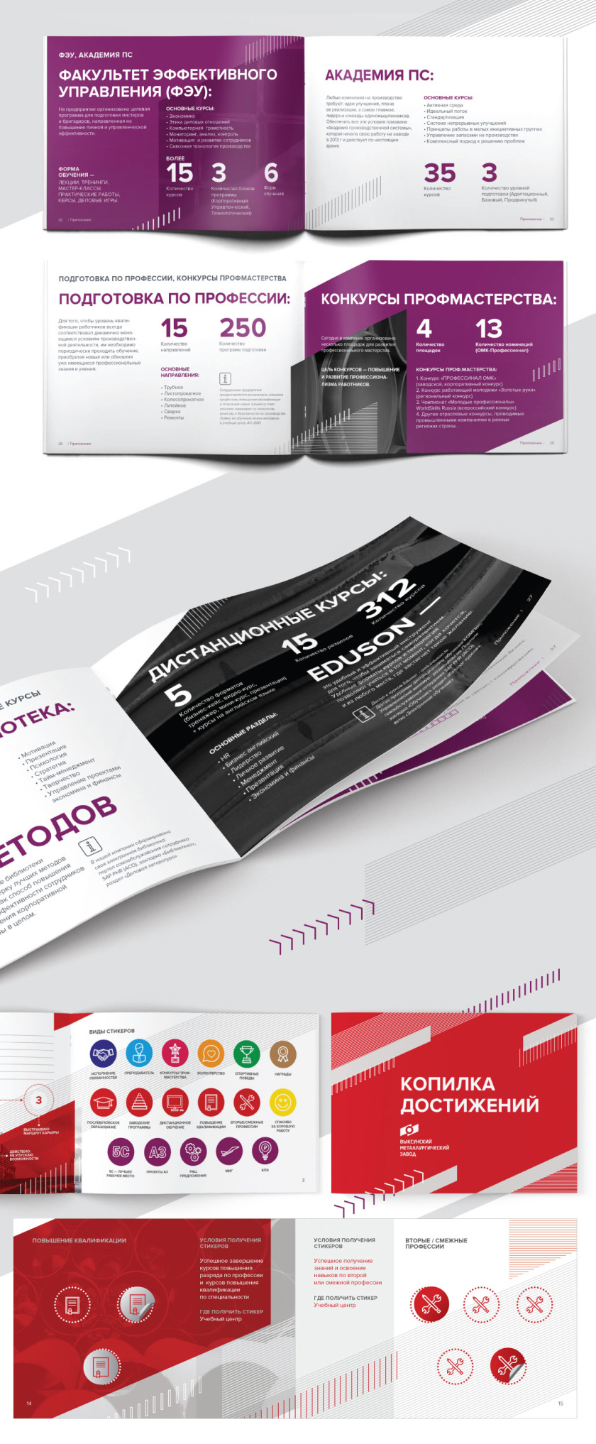 VMZ焊接鋼管和鐵路輪轂制造商宣傳冊(cè)設(shè)計(jì)，對(duì)角線動(dòng)態(tài)排版構(gòu)圖