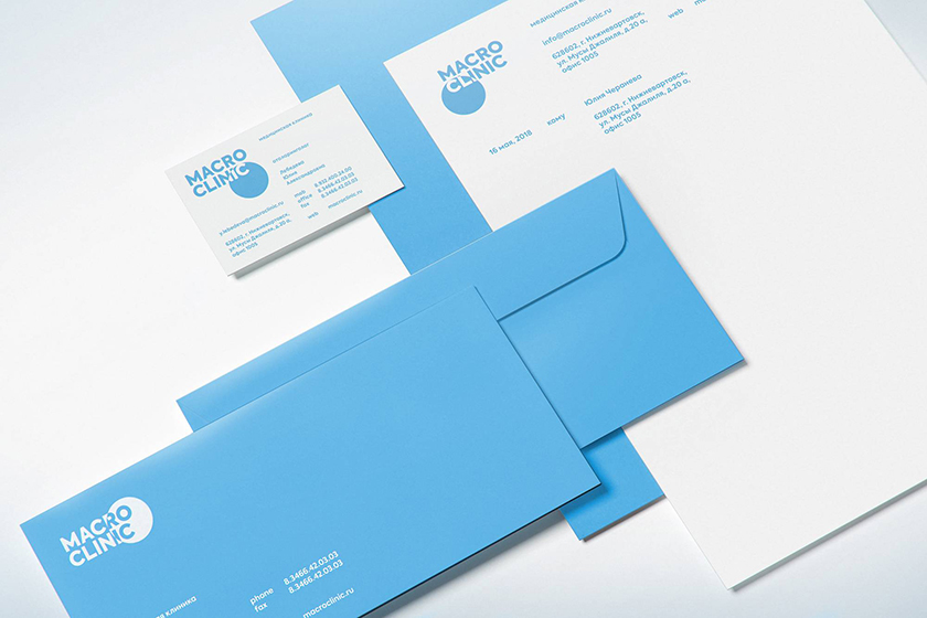 Macro Clinic連鎖醫(yī)療診所醫(yī)院圓形顯微鏡logo設(shè)計(jì)，品牌vi形象設(shè)計(jì)與品牌全案策劃塑造