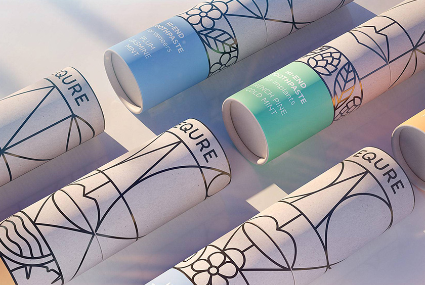 EQURE 牙膏與口腔牙齒護(hù)理產(chǎn)品品牌形象策劃與包裝設(shè)計，源于線條裝飾藝術(shù)風(fēng)格