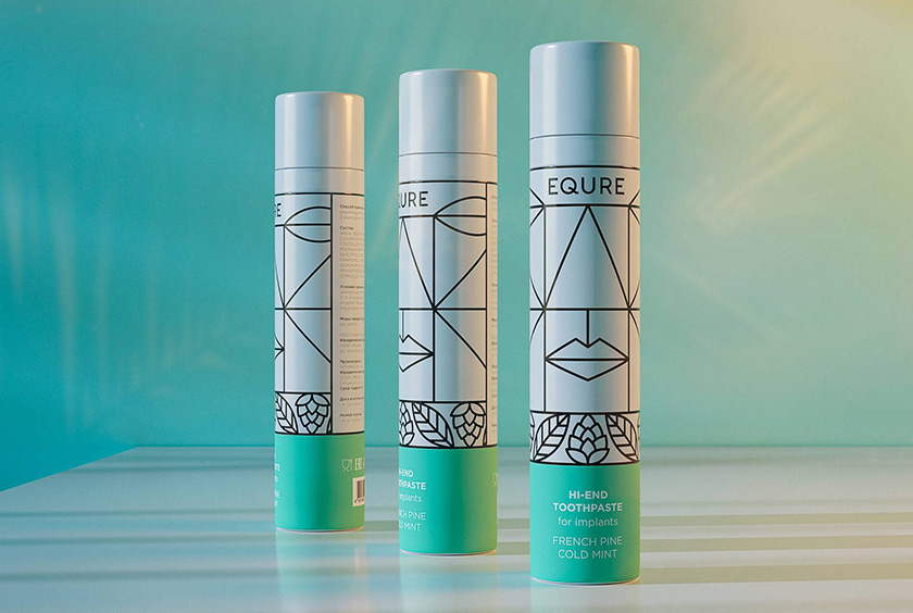 EQURE 牙膏與口腔牙齒護(hù)理產(chǎn)品品牌形象策劃與包裝設(shè)計，源于線條裝飾藝術(shù)風(fēng)格