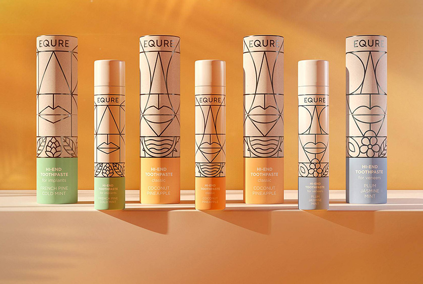 EQURE 牙膏與口腔牙齒護(hù)理產(chǎn)品品牌形象策劃與包裝設(shè)計，源于線條裝飾藝術(shù)風(fēng)格