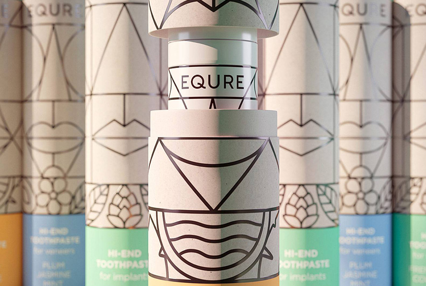 EQURE 牙膏與口腔牙齒護(hù)理產(chǎn)品品牌形象策劃與包裝設(shè)計，源于線條裝飾藝術(shù)風(fēng)格
