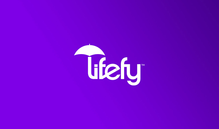 lifefy在線保險(xiǎn)品牌logo設(shè)計(jì)，傘元素+字母L