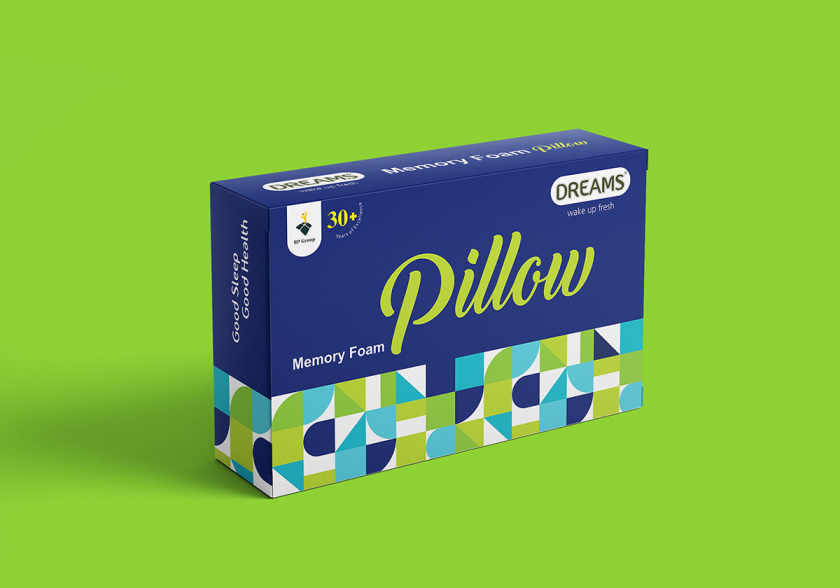 Pillow 記憶枕頭包裝設(shè)計(jì)，幾何圖案排列風(fēng)格