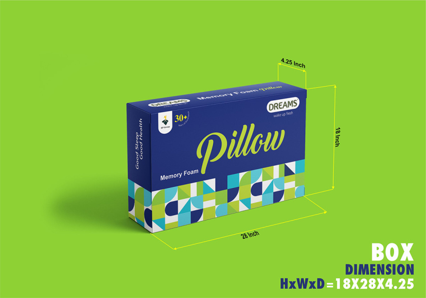 Pillow 記憶枕頭包裝設(shè)計(jì)，幾何圖案排列風(fēng)格