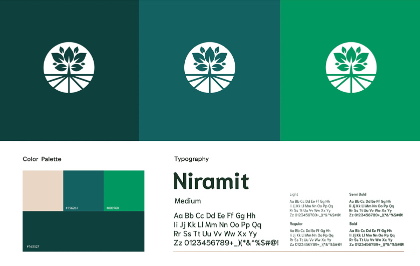 Bostaan 景觀公司logo設(shè)計與vi設(shè)計，矢量化幾何風格綠葉與根須