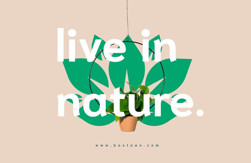 Bostaan 景觀公司logo設(shè)計與vi設(shè)計，矢量化幾何風格綠葉與根須