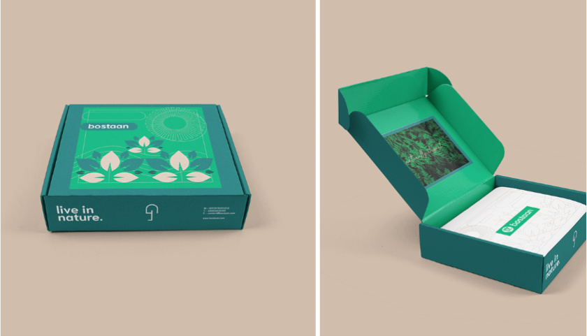 Bostaan 景觀公司logo設(shè)計與vi設(shè)計，矢量化幾何風格綠葉與根須