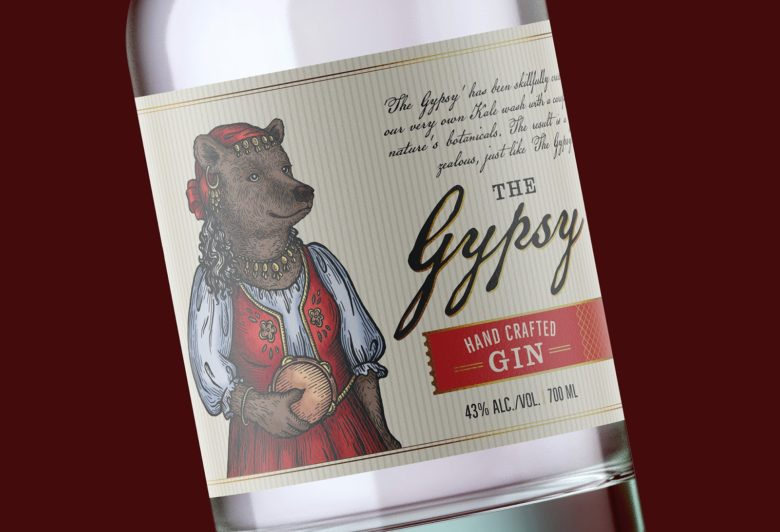 小熊杜松子酒包裝標(biāo)簽設(shè)計(jì)，每種酒都有不同的小熊插畫(huà)