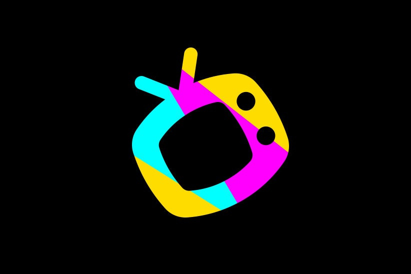電視的多彩多姿的概述反對黑背景的logo設計