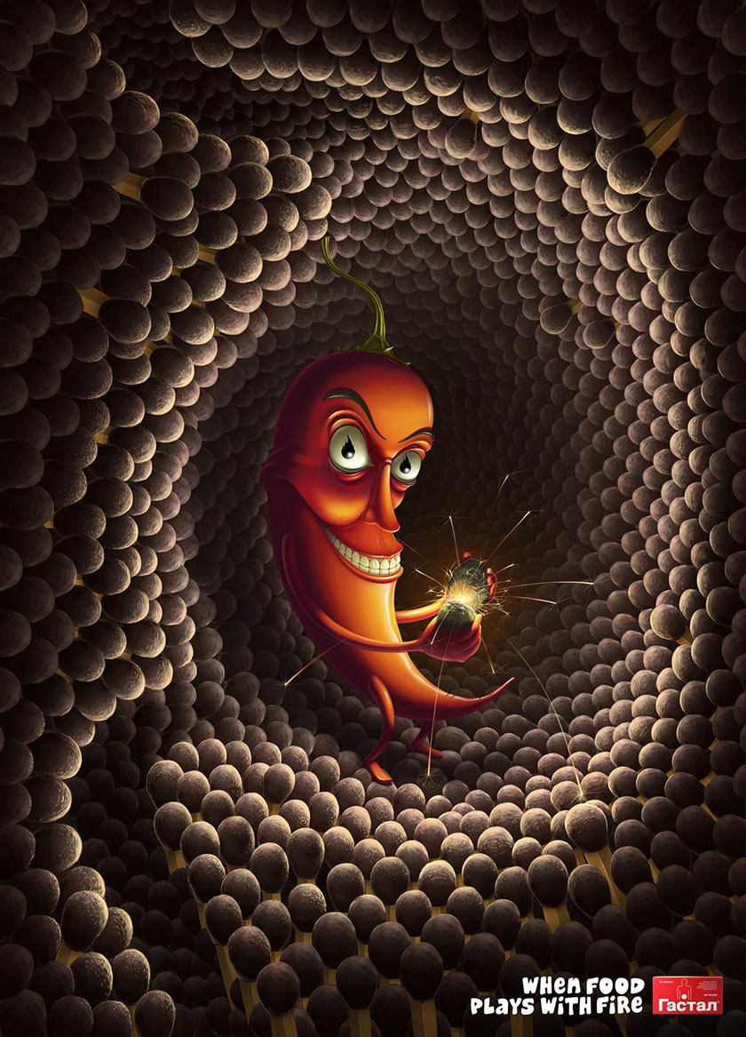 Gastal胃病藥品廣告設(shè)計(jì): 誰在胃里放了一把火