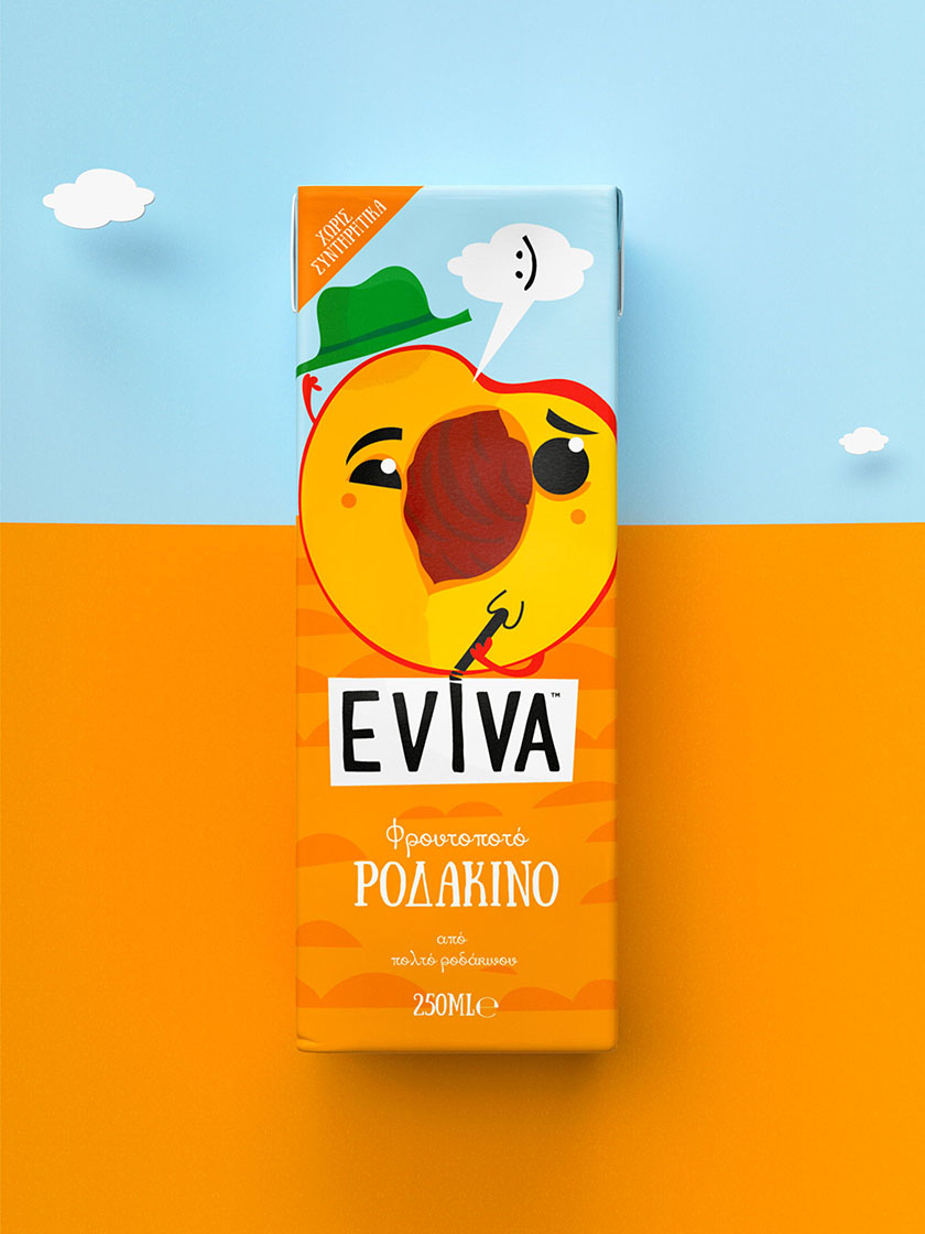Eviva kids兒童果汁飲料包裝設(shè)計(jì)插畫設(shè)計(jì)，可愛水果卡通一起狂歡