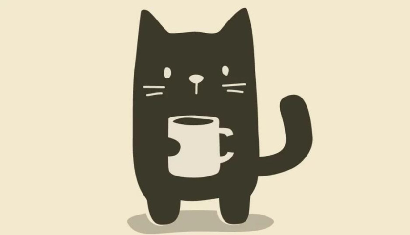 可愛動物logo設(shè)計-抓住一個杯子咖啡的貓貓logo