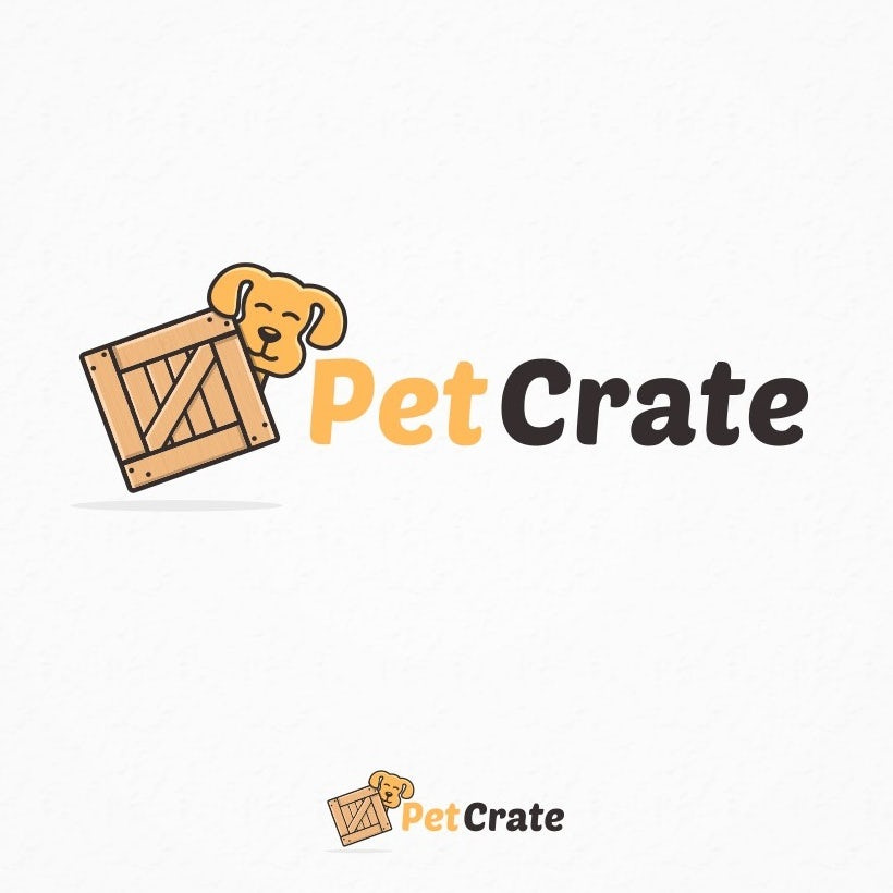 可愛動物logo設(shè)計-petcrate 狗狗標(biāo)志logo