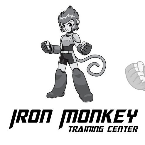 卡哇伊卡通風(fēng)格標(biāo)志設(shè)計-猴子機器人圖與文本“鐵猴訓(xùn)練中心”