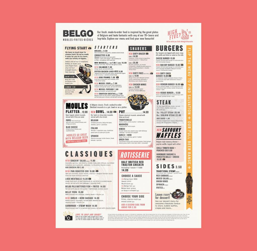 Belgo重新定位A3餐飲菜單設(shè)計(jì)