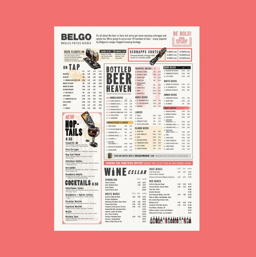 Belgo重新定位A3餐飲菜單設(shè)計(jì)