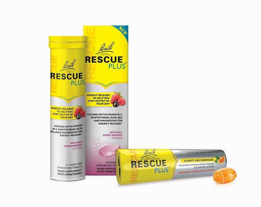 RESCUEPLUS維生素片包裝設計，色彩層次鮮明