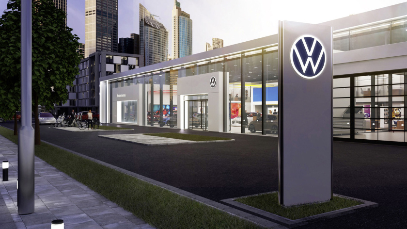 大眾汽車扁平簡約風新logo設計+”移動線框“輔助視覺識別元素 大眾汽車扁平簡約風新logo設計+”移動線框“輔助視覺識別元素