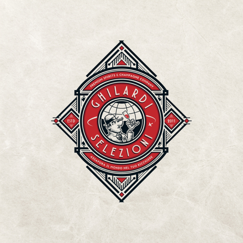 復(fù)雜的幾何紅色和黑色菱形徽標(biāo)的旅游logo設(shè)計