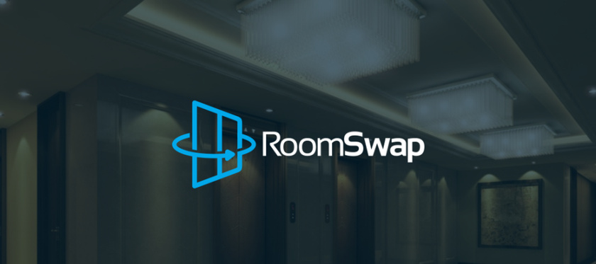 旅游logo設(shè)計，一扇藍(lán)色的門，上面盤著藍(lán)色箭頭